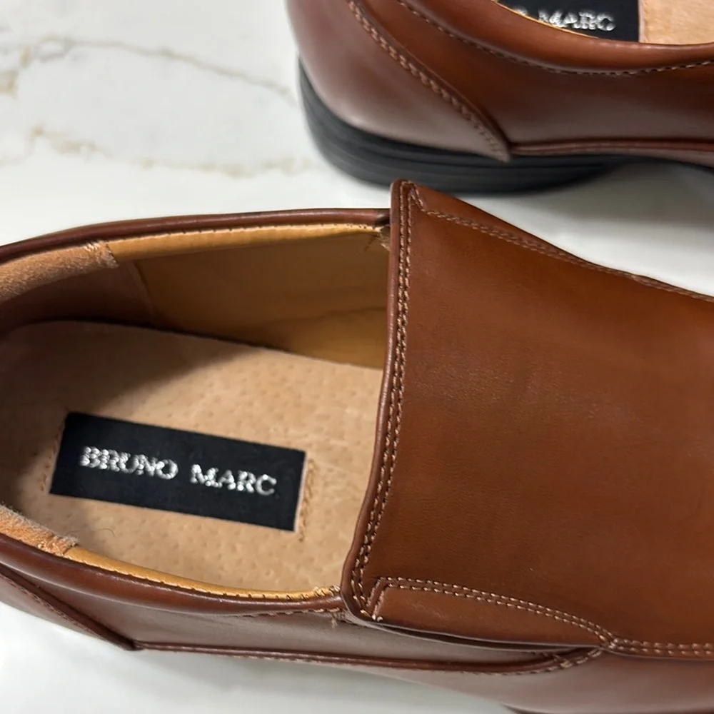 Brown Leather Slip-On Loafers with Glossy Finish